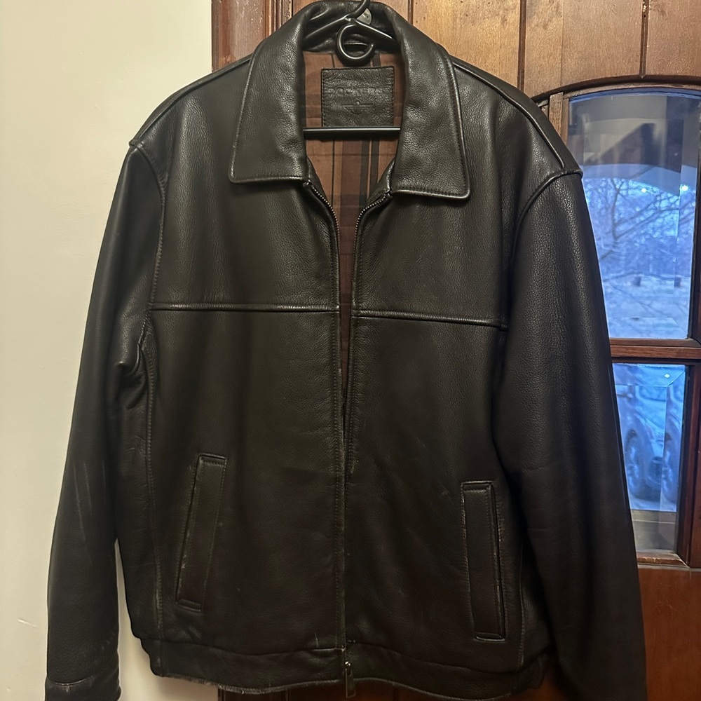 Dockers Men's Dark Brown Leather Jacket